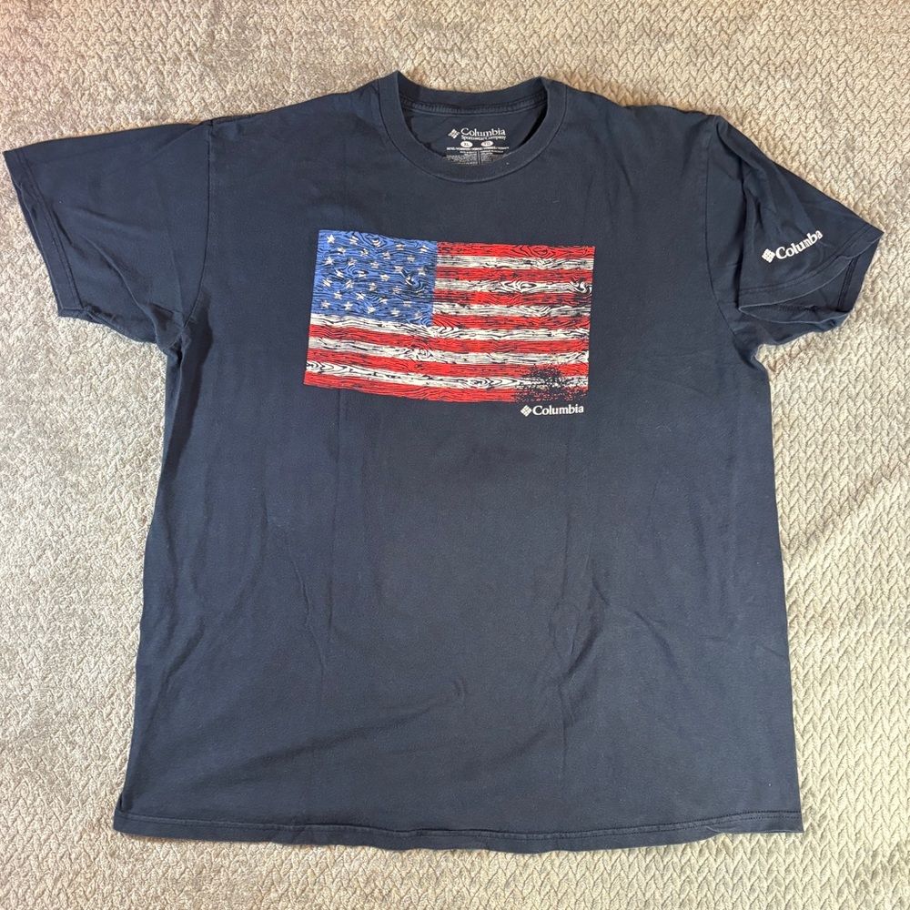 Men’s Columbia Sportswear Navy Blue USA Flag Graphic T-Shirt Size Extra Large